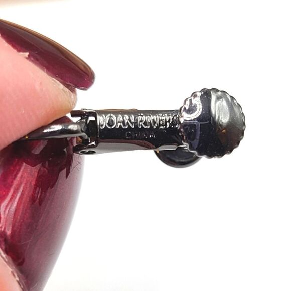 Joan Rivers Ball Clip On Earrings, Gunmetal - Picture 7 of 7